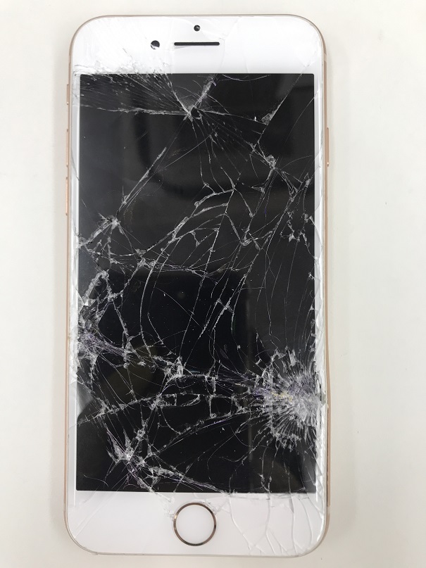 iPhone8ガラス割れ液晶破損筐体歪み修理前